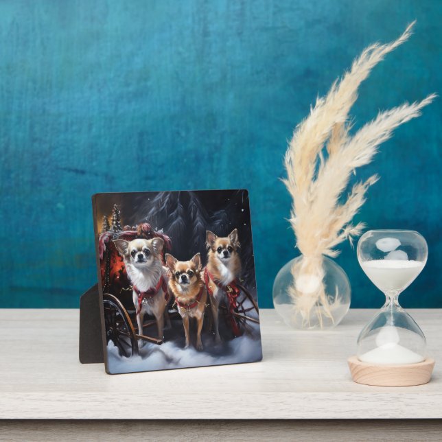 Chihuahua Snowy Sleigh Christmas Decor  Plaque (Insitu)