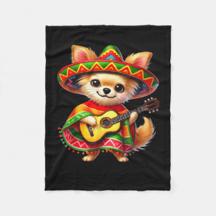 Chihuahua Sombrero Guitar Cinco De Mayo Mexican Ki Fleece Blanket