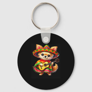 Chihuahua Sombrero Guitar Cinco De Mayo Mexican Ki Key Ring