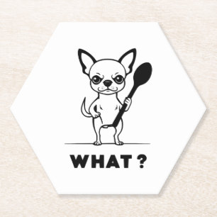 Chihuahua Spoon Surprise Funny Dog Art Paper Coaster