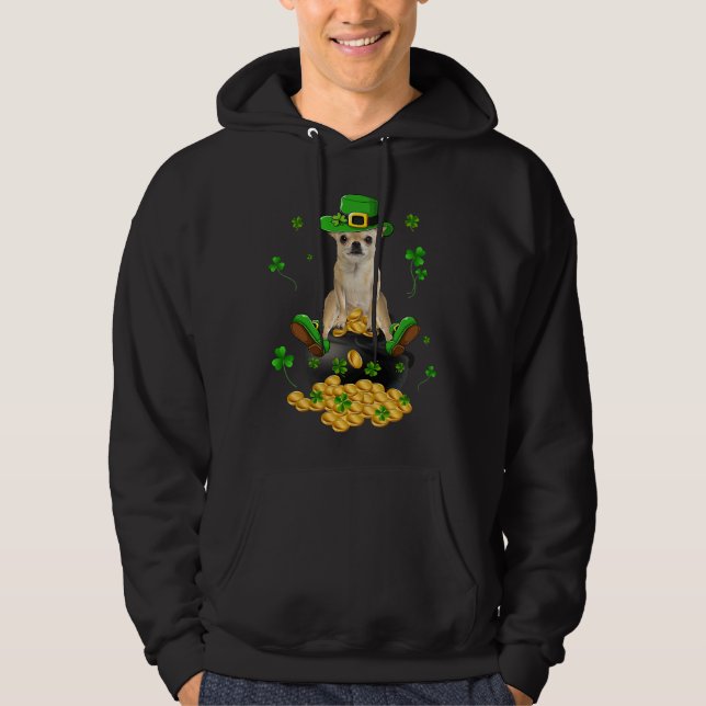 Chihuahua St Patricks Day Dog Shamrock Hoodie (Front)
