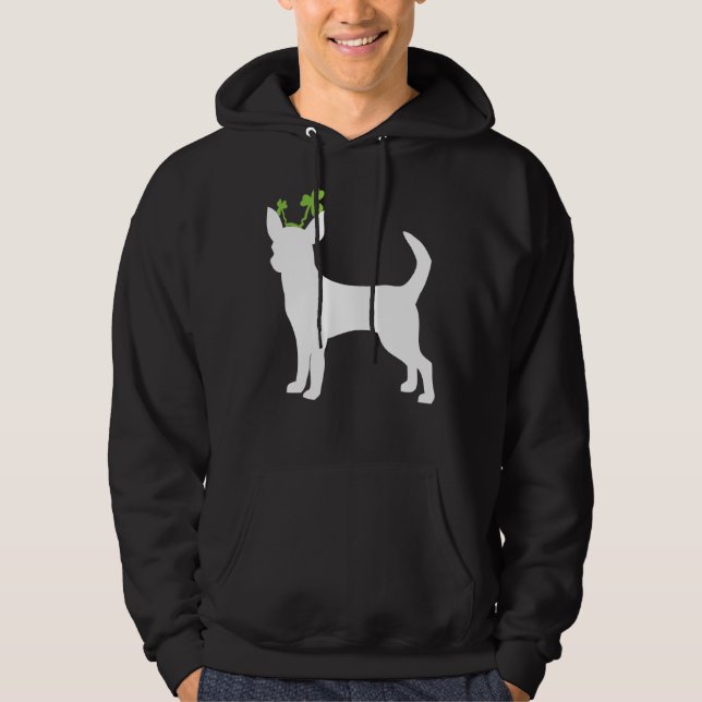 Chihuahua St Patricks Day Shamrock Dog Hoodie (Front)