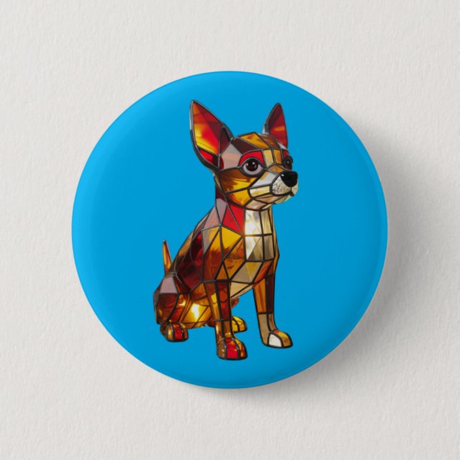 Chihuahua Stained Glass Button (Front)