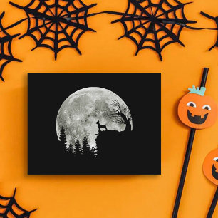 Chihuahua Standing On Mountain Moonlight Halloween Postcard