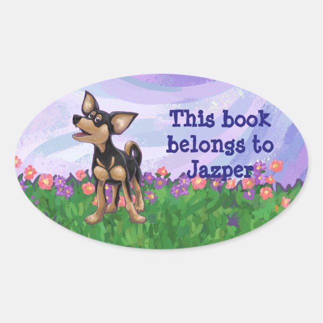 Chihuahua Stationery Oval Sticker (Front)