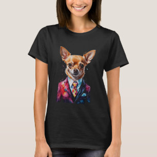 Chihuahua Suit Dog Colourful Funny Animal Art Prin T-Shirt