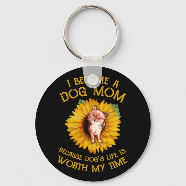 Chihuahua Sunflower Dog Mum Dog Lover Sayings Gift Key Ring (Front)