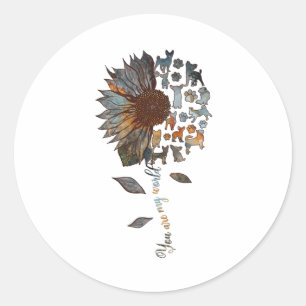 Chihuahua Sunflower You Are My World Dog Lovers Classic Round Sticker