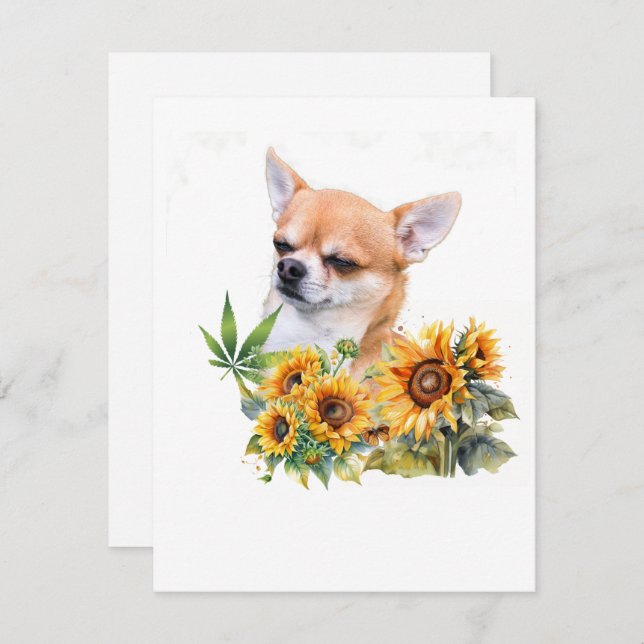 Chihuahua Sunflowers Just Saying Hi Greeting Card (Front/Back)
