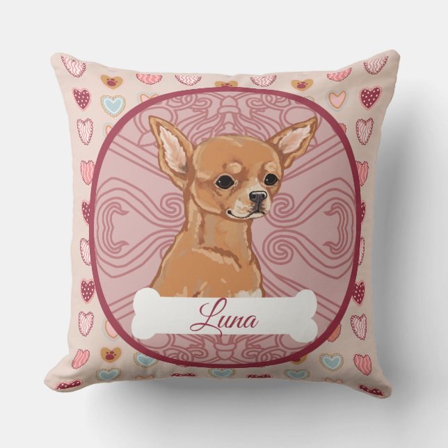 Chihuahua Tan Personalize Valentine Pillow (Front)