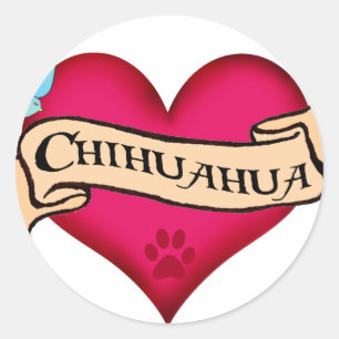 Chihuahua Tattoo Heart Classic Round Sticker