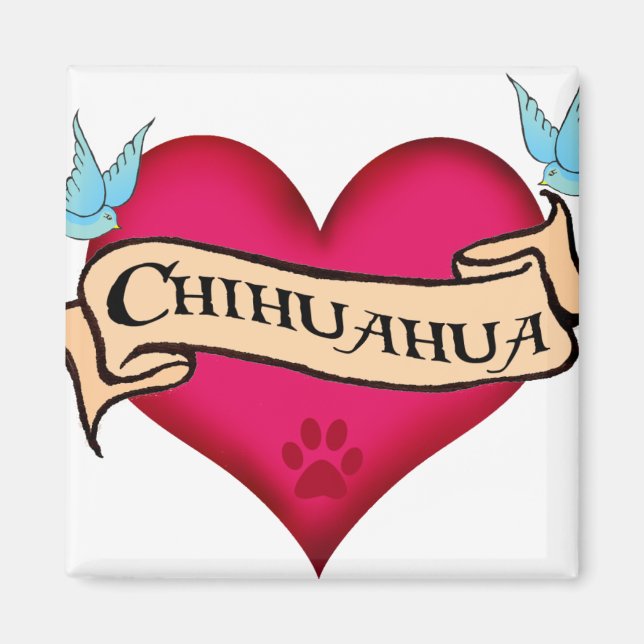 Chihuahua Tattoo Heart Magnet (Front)