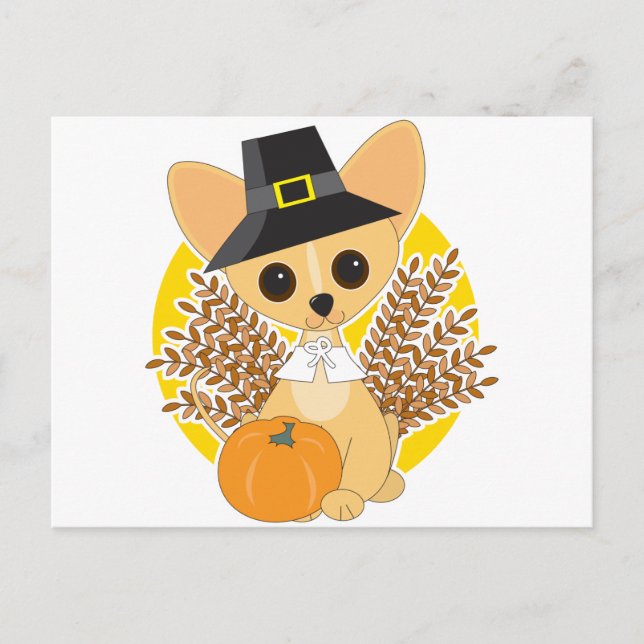 Chihuahua Thanksgiving Holiday Postcard (Front)