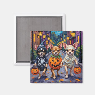 Chihuahua Trick-or-Treating in Halloween Costumes Magnet