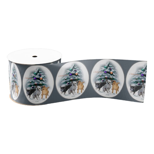 Chihuahua Trio Christmas Grosgrain Ribbon (Spool)