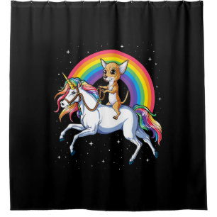 chihuahua unicorn girls space galaxy rainbow do shower curtain