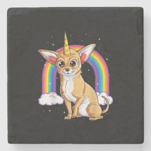 chihuahua unicorn girls space galaxy rainbow do stone coaster
