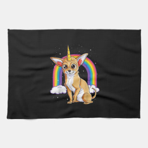 chihuahua unicorn girls space galaxy rainbow do tea towel