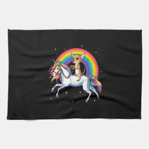 chihuahua unicorn girls space galaxy rainbow do tea towel