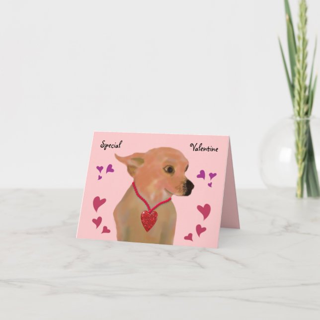 Chihuahua Valentine Hearts Card (Front)