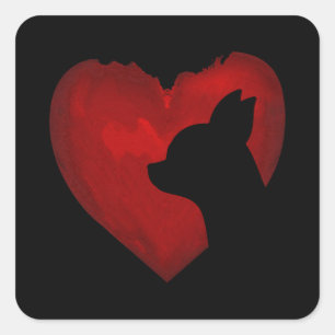 Chihuahua Valentine With Red Heart Painting Gifts Square Sticker