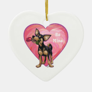Chihuahua Valentine's Day Ceramic Tree Decoration