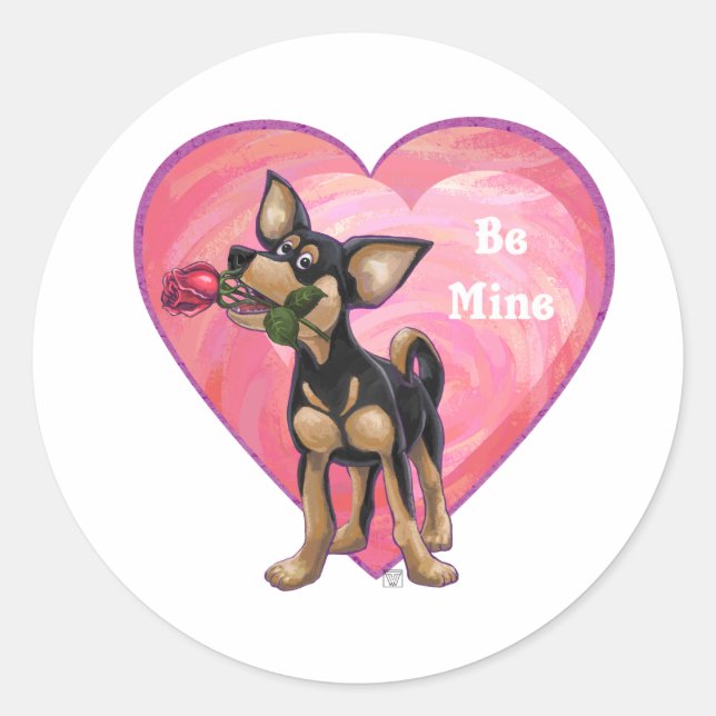 Chihuahua Valentine's Day Classic Round Sticker (Front)