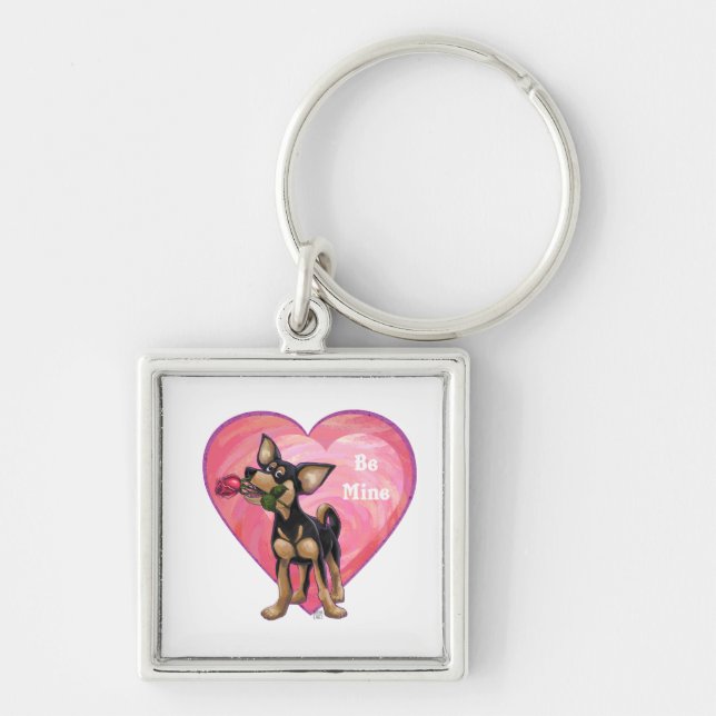 Chihuahua Valentine's Day Key Ring (Front)