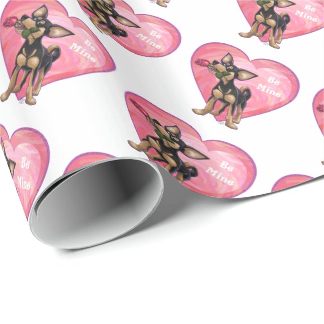 Chihuahua Valentine's Day Wrapping Paper (Roll Corner)