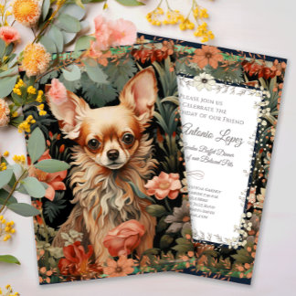 Chihuahua Vintage Floral Tapestry Invitation