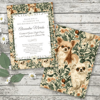Chihuahua Vintage Floral Tapestry Invitation