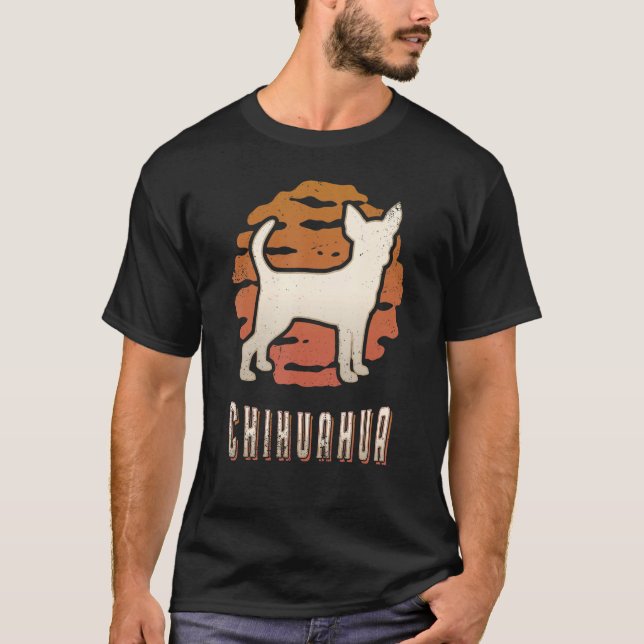 Chihuahua Vintage Retro Classic Dog Sunset T-Shirt (Front)