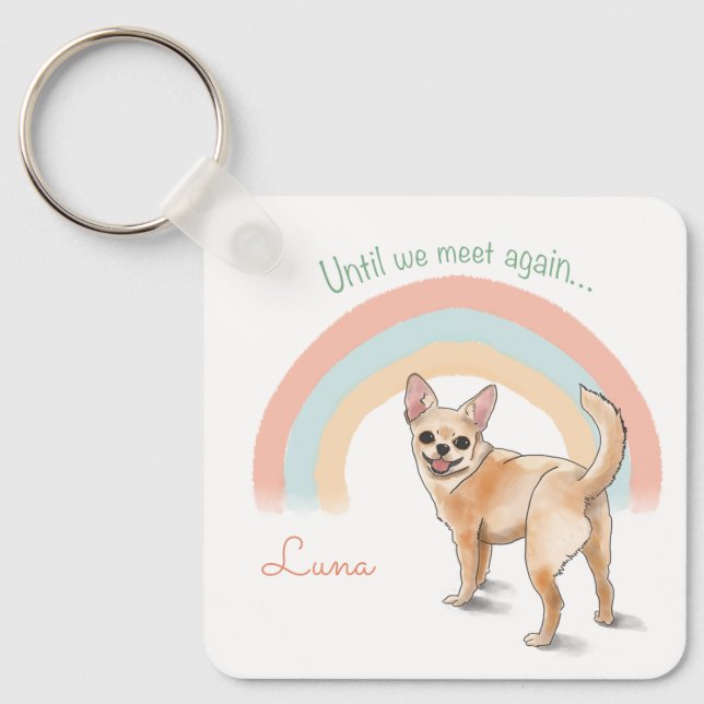 Chihuahua - Watercolor Custom Name & Photo  Key Ring (Front)