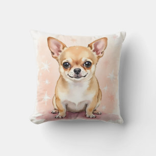 Chihuahua Watercolor Sparkle Burst Art Cushion