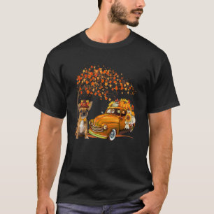Chihuahua Wearing Hat Fall Tree Pickup Truck Pumpk T-Shirt