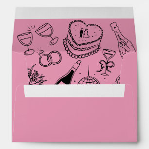 Chihuahua Wedding Hand Drawn Doodle Pink Envelope