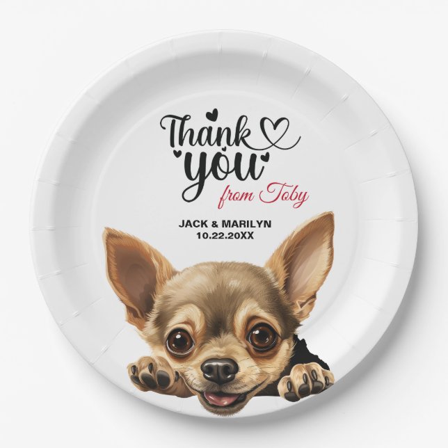 Chihuahua Wedding Thank You Paper Plate (Front)