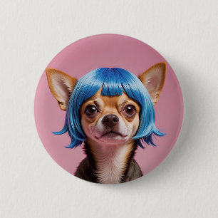 Chihuahua wig 6 cm round badge
