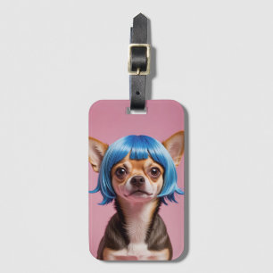 Chihuahua wig luggage tag
