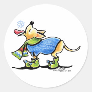 Chihuahua Winter Snowflake Classic Round Sticker