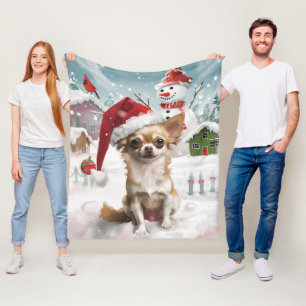 Chihuahua Winter Wonderland Christmas Joy Fleece Blanket