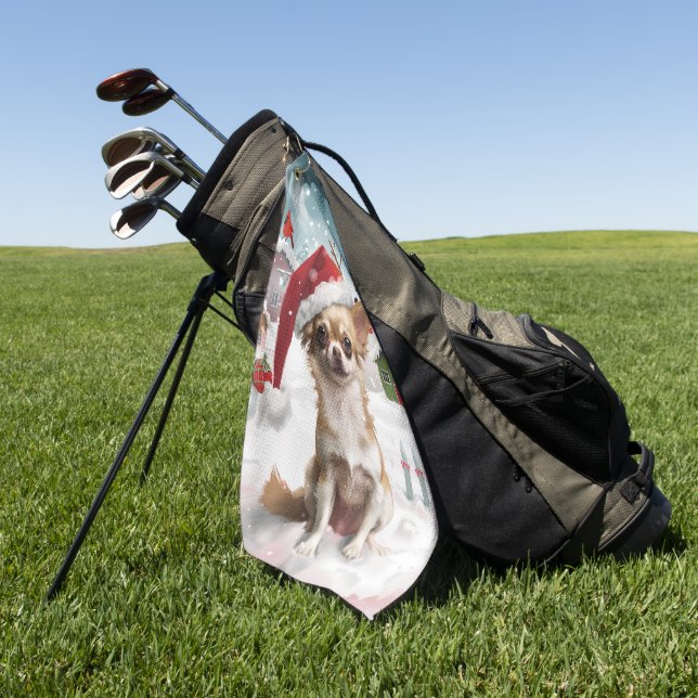 Chihuahua Winter Wonderland Christmas Joy Golf Towel (Green)