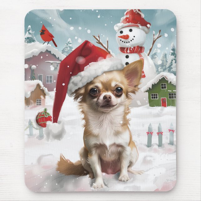 Chihuahua Winter Wonderland Christmas Joy Mouse Mat (Front)