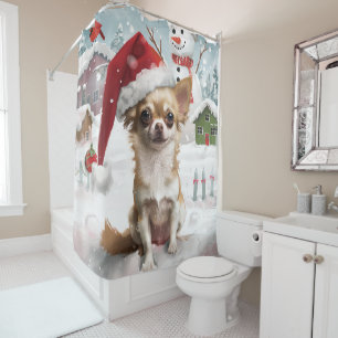 Chihuahua Winter Wonderland Christmas Joy Shower Curtain