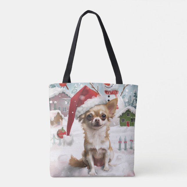 Chihuahua Winter Wonderland Christmas Joy Tote Bag (Back)