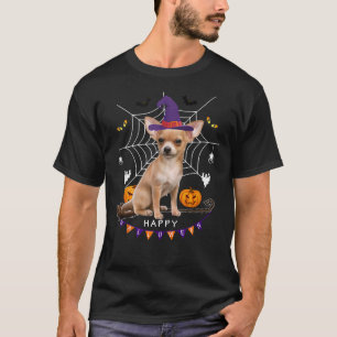 Chihuahua Witch Pumpkin Halloween Kids Mens Womens T-Shirt