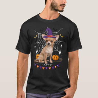Chihuahua Witch Pumpkin Halloween Kids Mens Womens T-Shirt