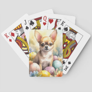 Chihuahua with Easter Eggs Holiday  Playing Cards