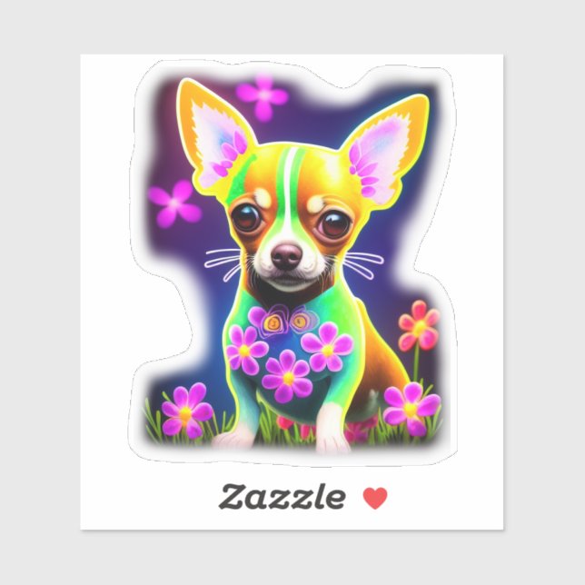 Chihuahua with flowers sticker (Sheet)