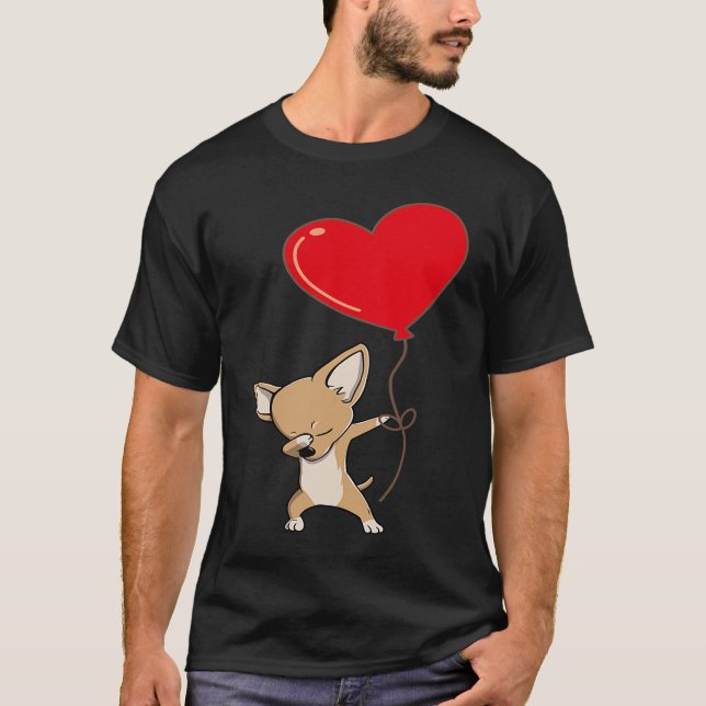 Chihuahua With Heart Balloon Valentines Day Love B T-Shirt (Front)